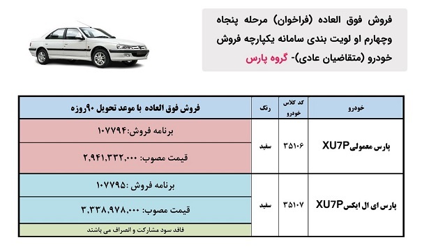 فروش فوری خودرو پژو پارس آغاز شد (بهمن ۱۴۰۲) + شرایط